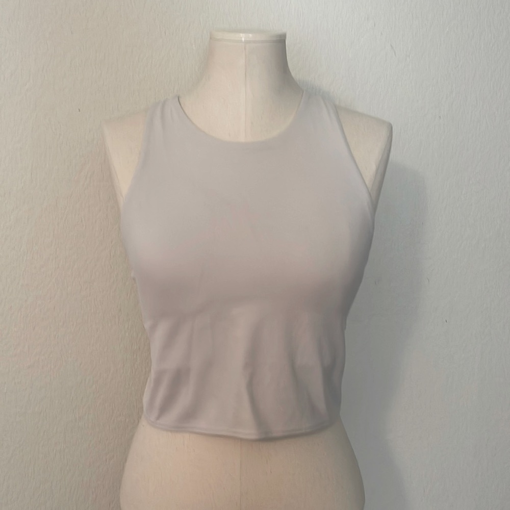 White Athleta Conscious Crop.